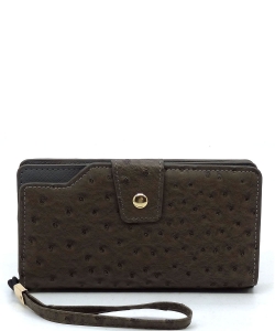 Ostrich Clutch Wallet Wristlet OR015 TAUPE